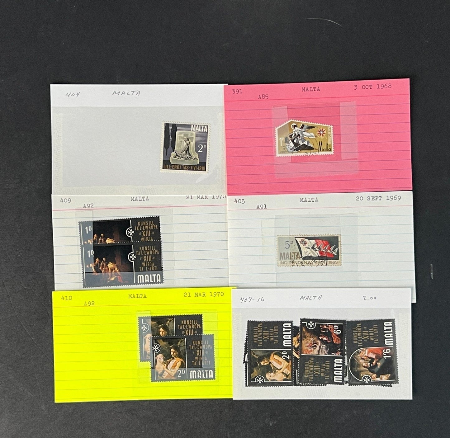 Malta Stamp Collection on Dealer Cards $76 CV ZAYIX 0825CB414617