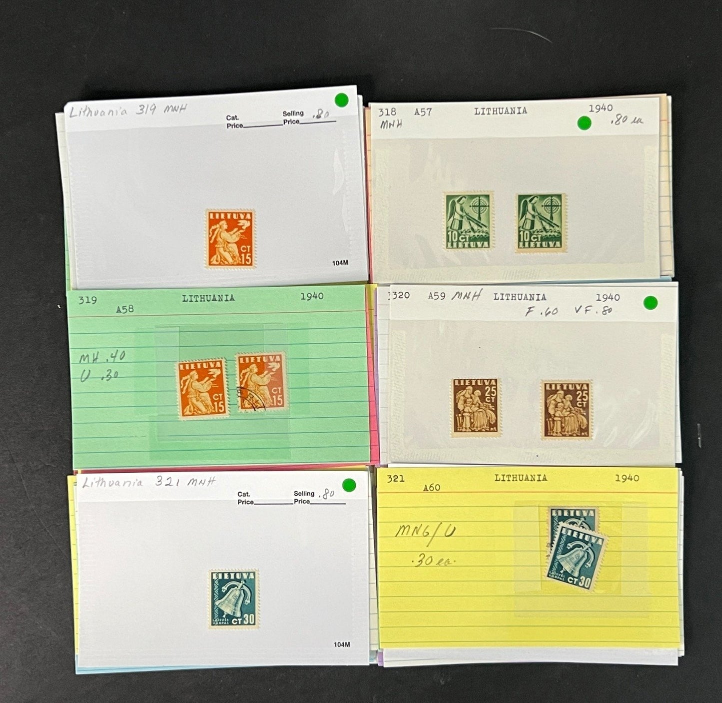 Lithuania Stamp Collection on Dealer Cards $54 CV ZAYIX 0825CB414618
