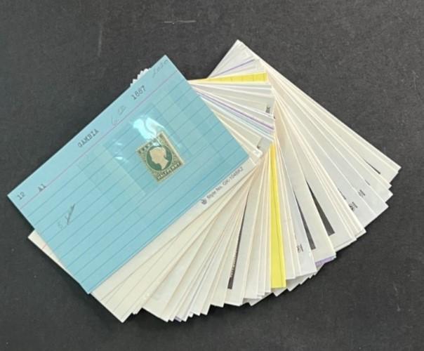Gambia Stamp Collection on Dealer Cards $111 CV ZAYIX 0825CB414616
