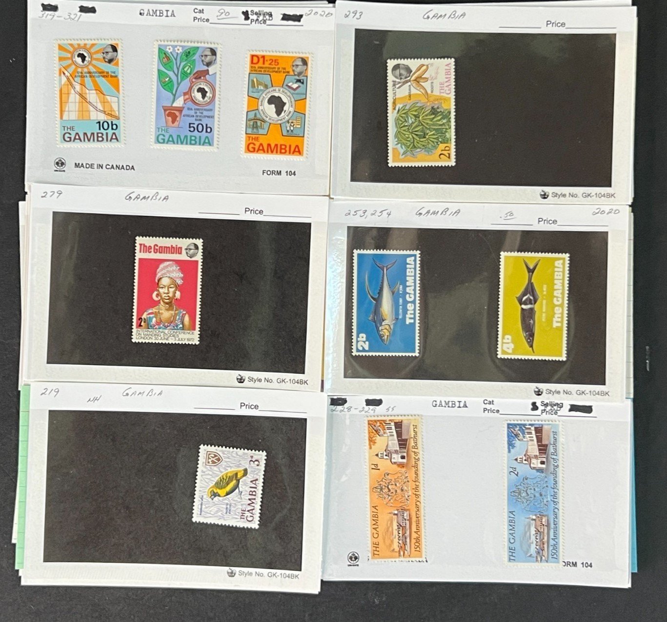 Gambia Stamp Collection on Dealer Cards $111 CV ZAYIX 0825CB414616