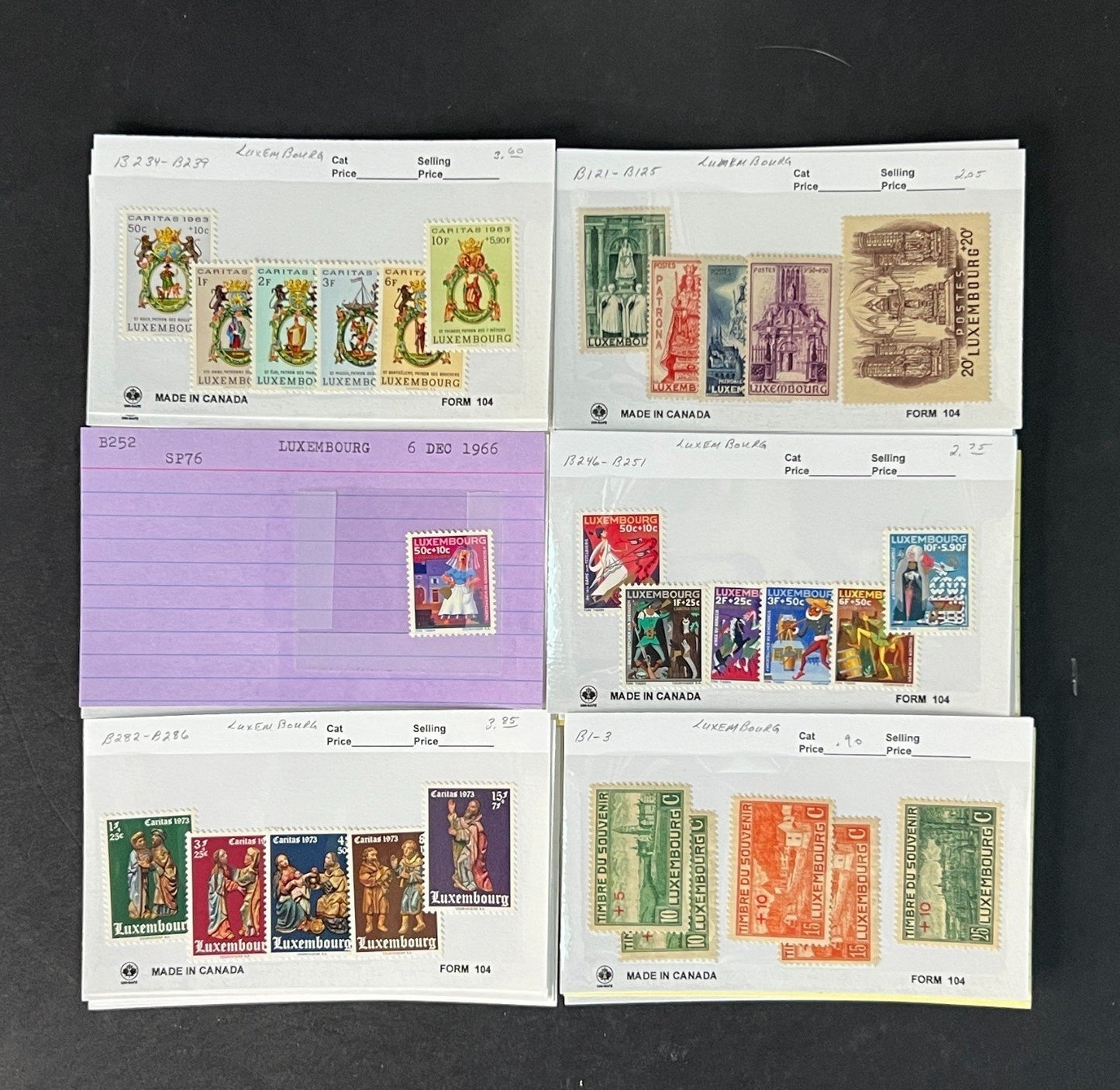 Luxembourg Stamp Collection on Dealer Cards $63 CV ZAYIX 0825CB414619