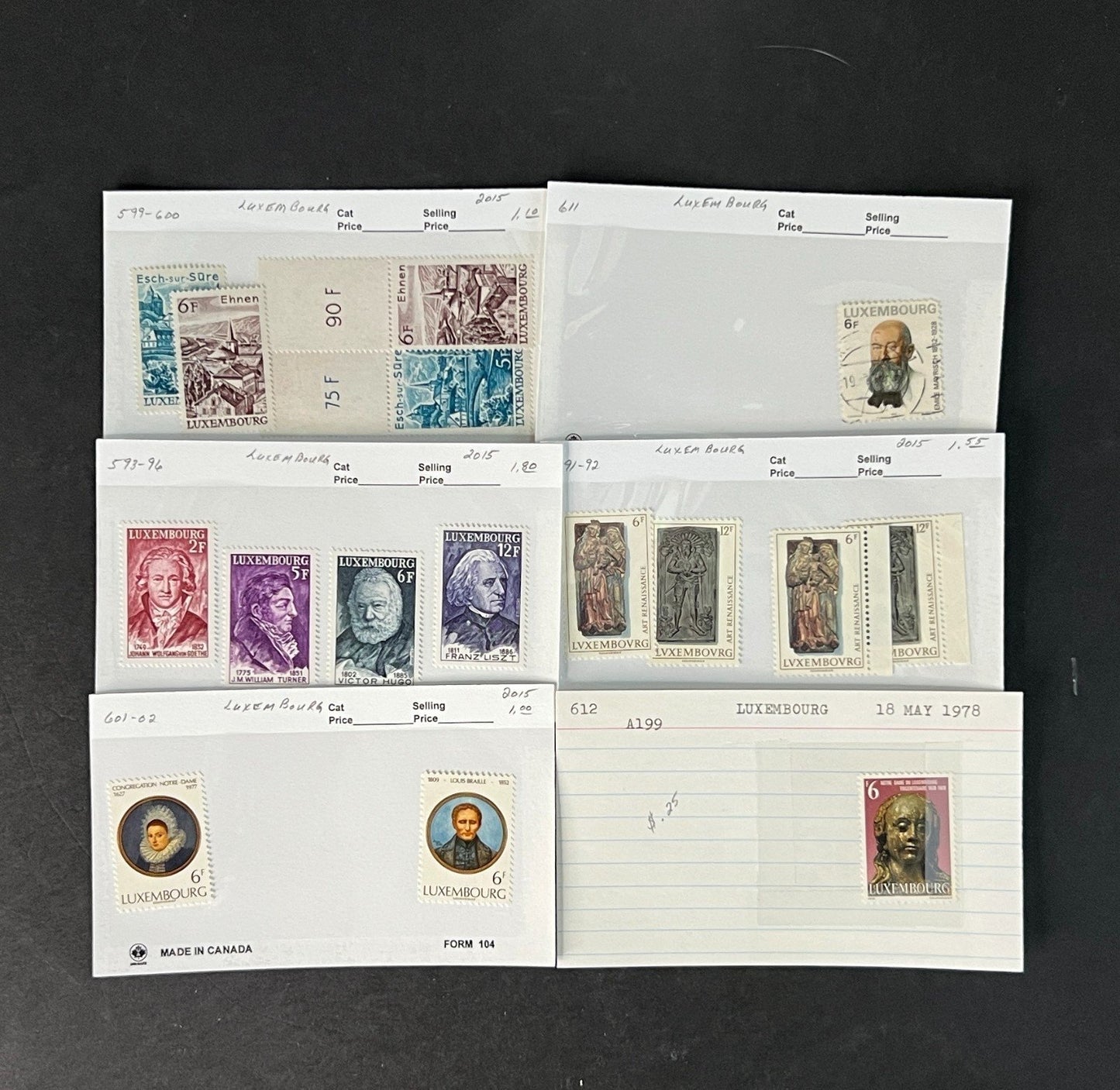 Luxembourg Stamp Collection on Dealer Cards $63 CV ZAYIX 0825CB414619