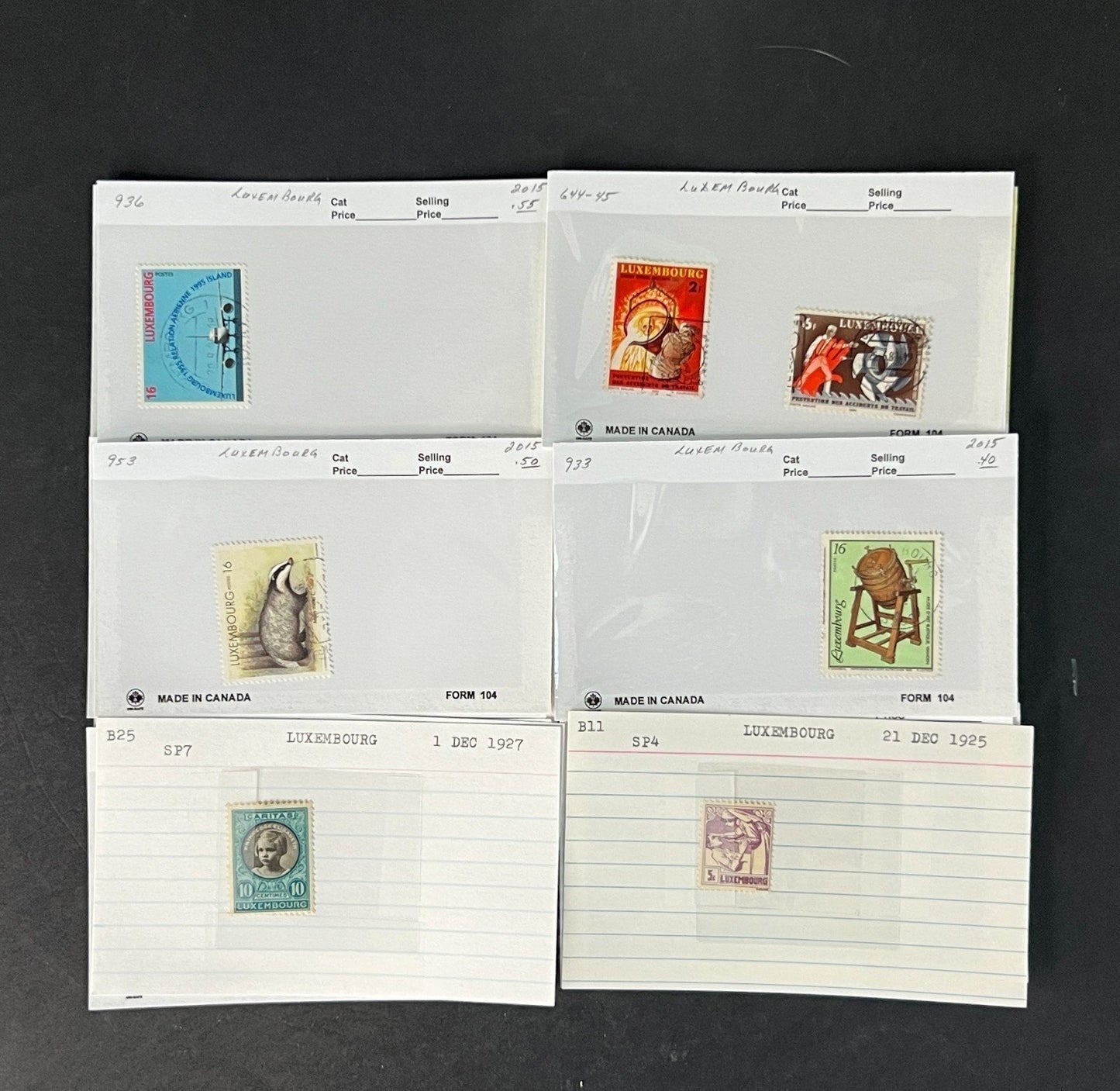 Luxembourg Stamp Collection on Dealer Cards $63 CV ZAYIX 0825CB414619