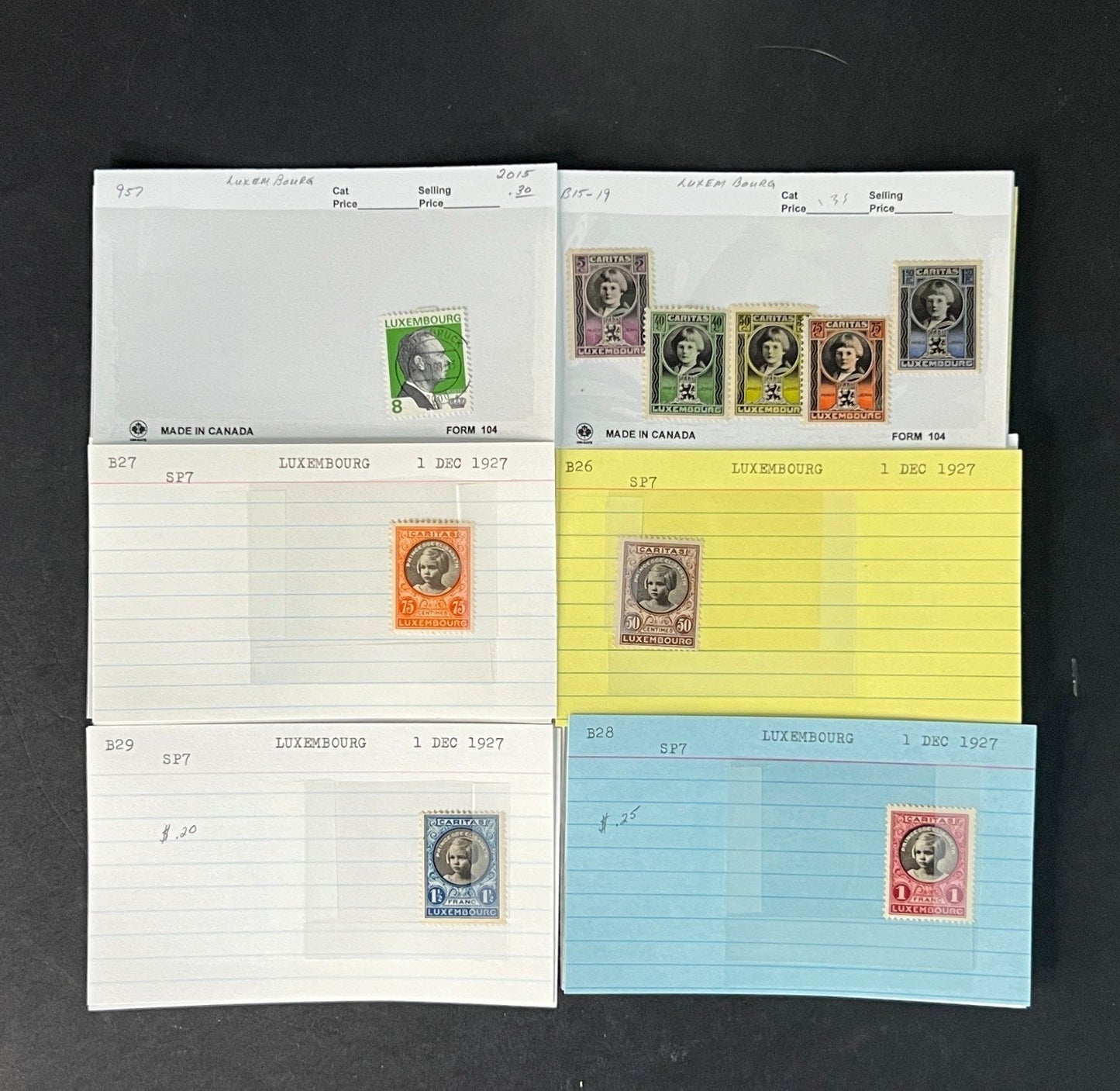 Luxembourg Stamp Collection on Dealer Cards $63 CV ZAYIX 0825CB414619