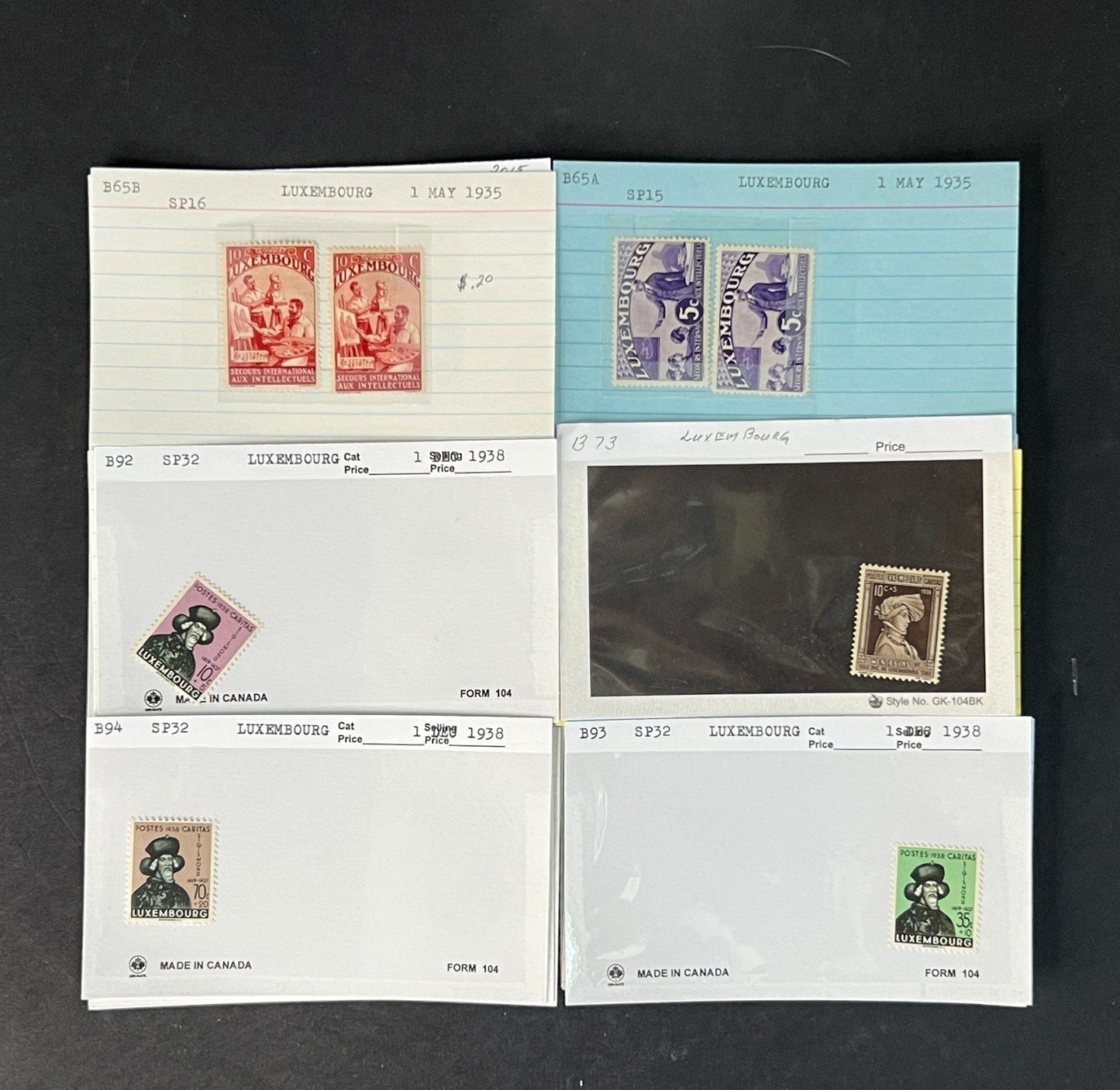 Luxembourg Stamp Collection on Dealer Cards $63 CV ZAYIX 0825CB414619