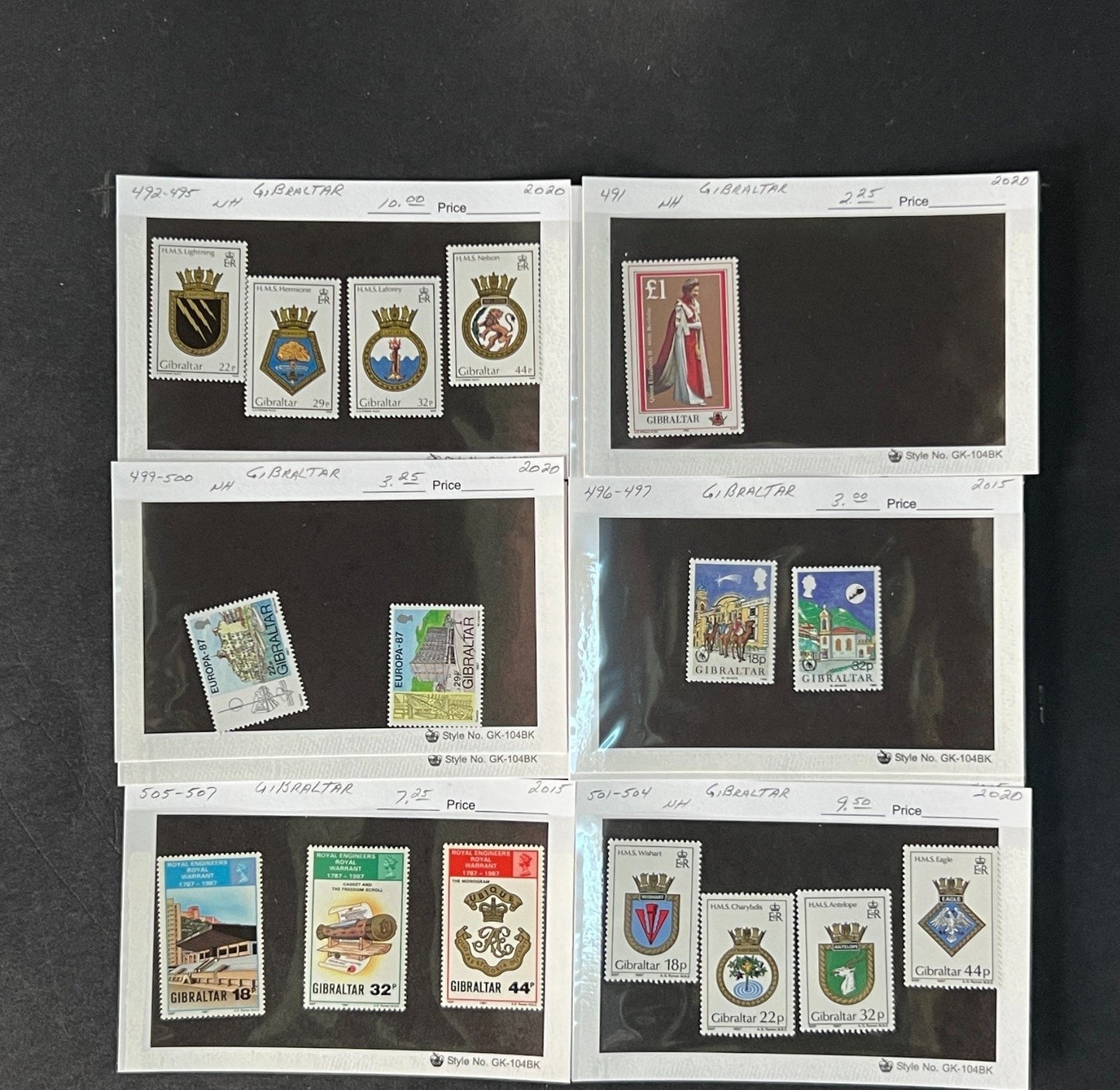 Gibraltar Stamp Collection on Dealer Cards $340 CV ZAYIX 0825CB414620