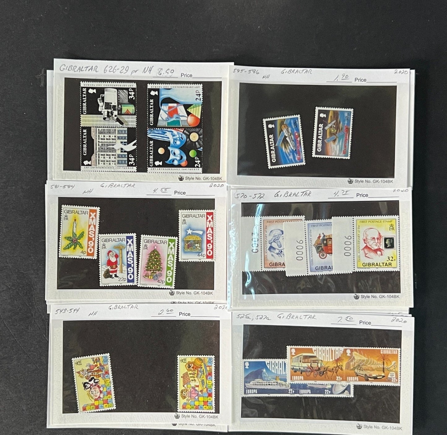 Gibraltar Stamp Collection on Dealer Cards $340 CV ZAYIX 0825CB414620