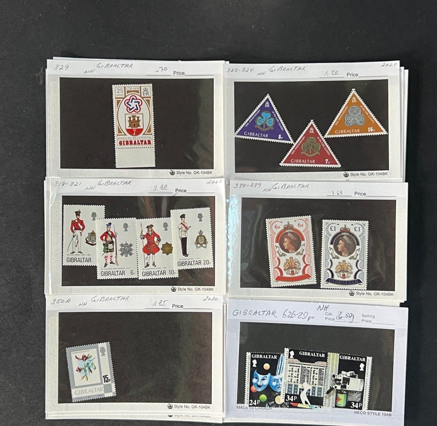 Gibraltar Stamp Collection on Dealer Cards $340 CV ZAYIX 0825CB414620