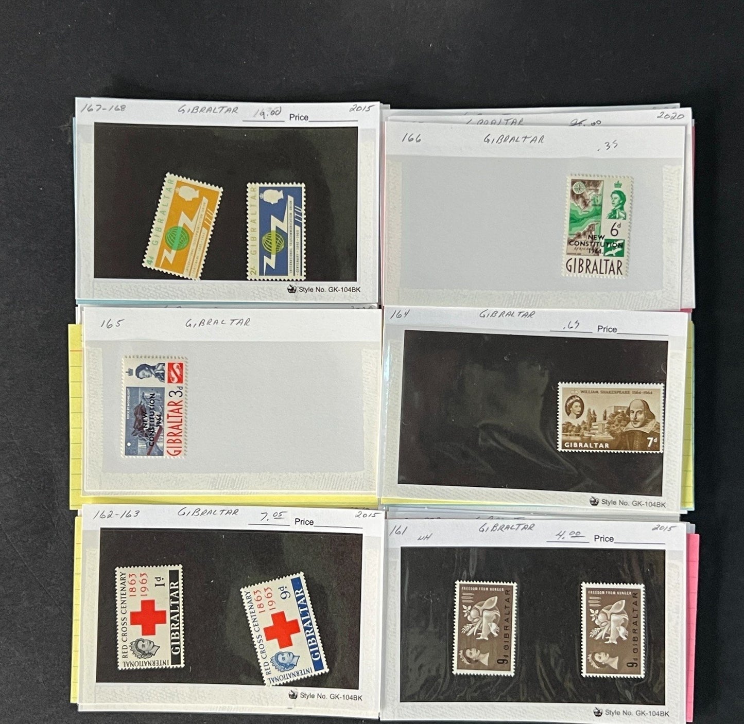 Gibraltar Stamp Collection on Dealer Cards $340 CV ZAYIX 0825CB414620
