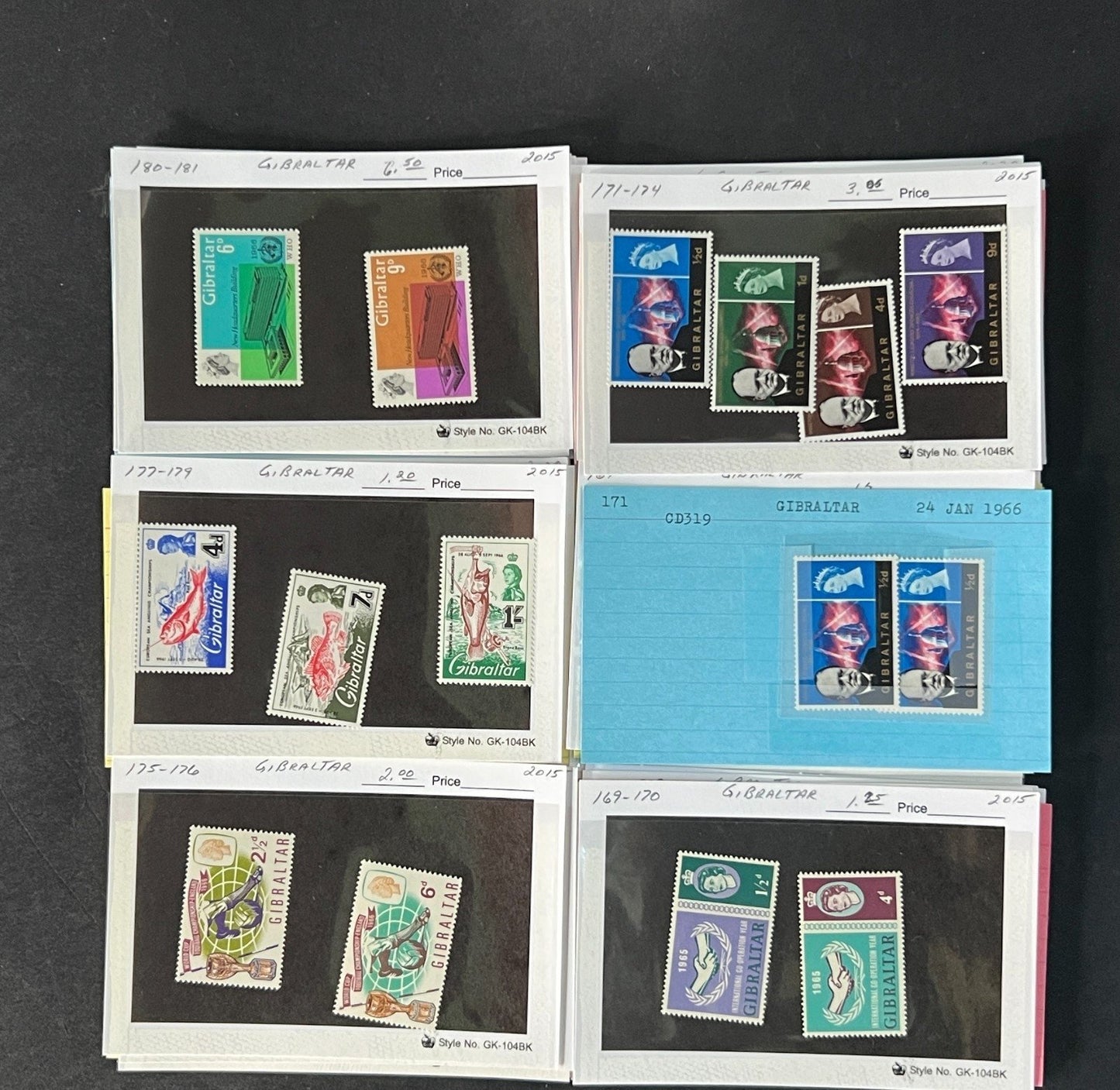 Gibraltar Stamp Collection on Dealer Cards $340 CV ZAYIX 0825CB414620