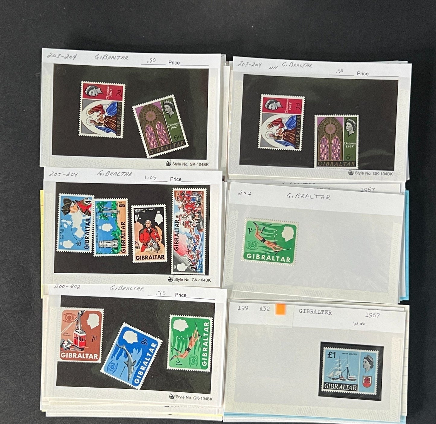 Gibraltar Stamp Collection on Dealer Cards $340 CV ZAYIX 0825CB414620