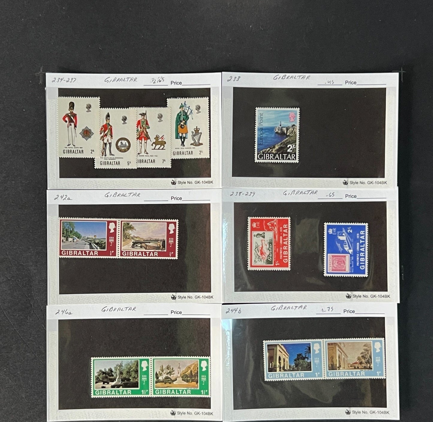 Gibraltar Stamp Collection on Dealer Cards $340 CV ZAYIX 0825CB414620