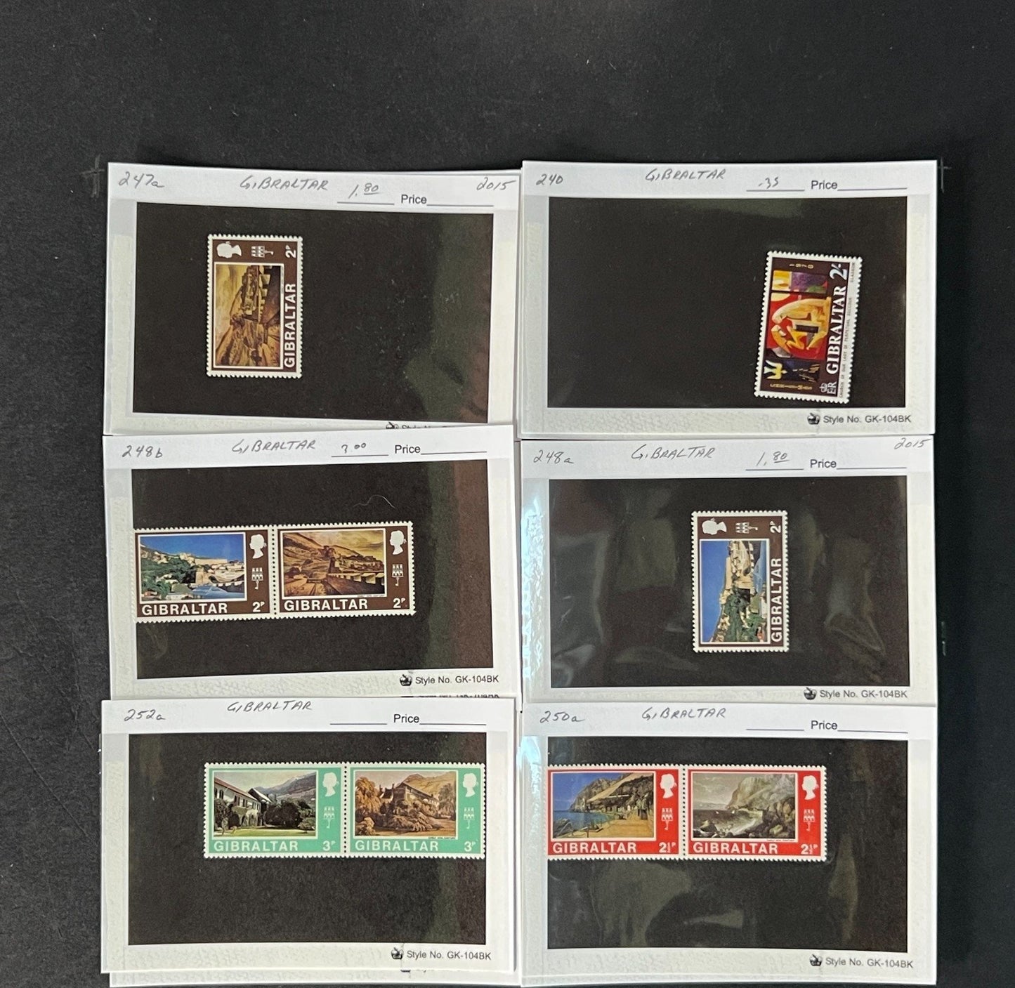 Gibraltar Stamp Collection on Dealer Cards $340 CV ZAYIX 0825CB414620