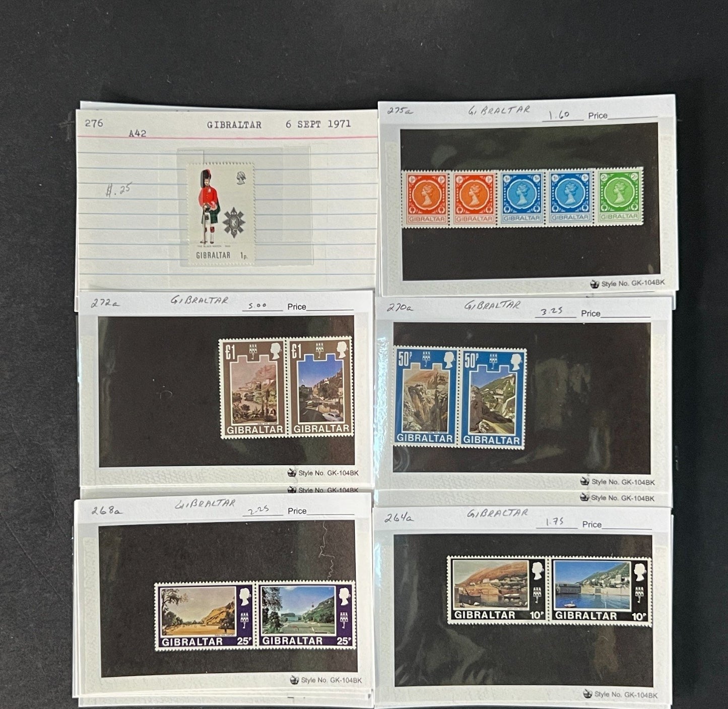 Gibraltar Stamp Collection on Dealer Cards $340 CV ZAYIX 0825CB414620