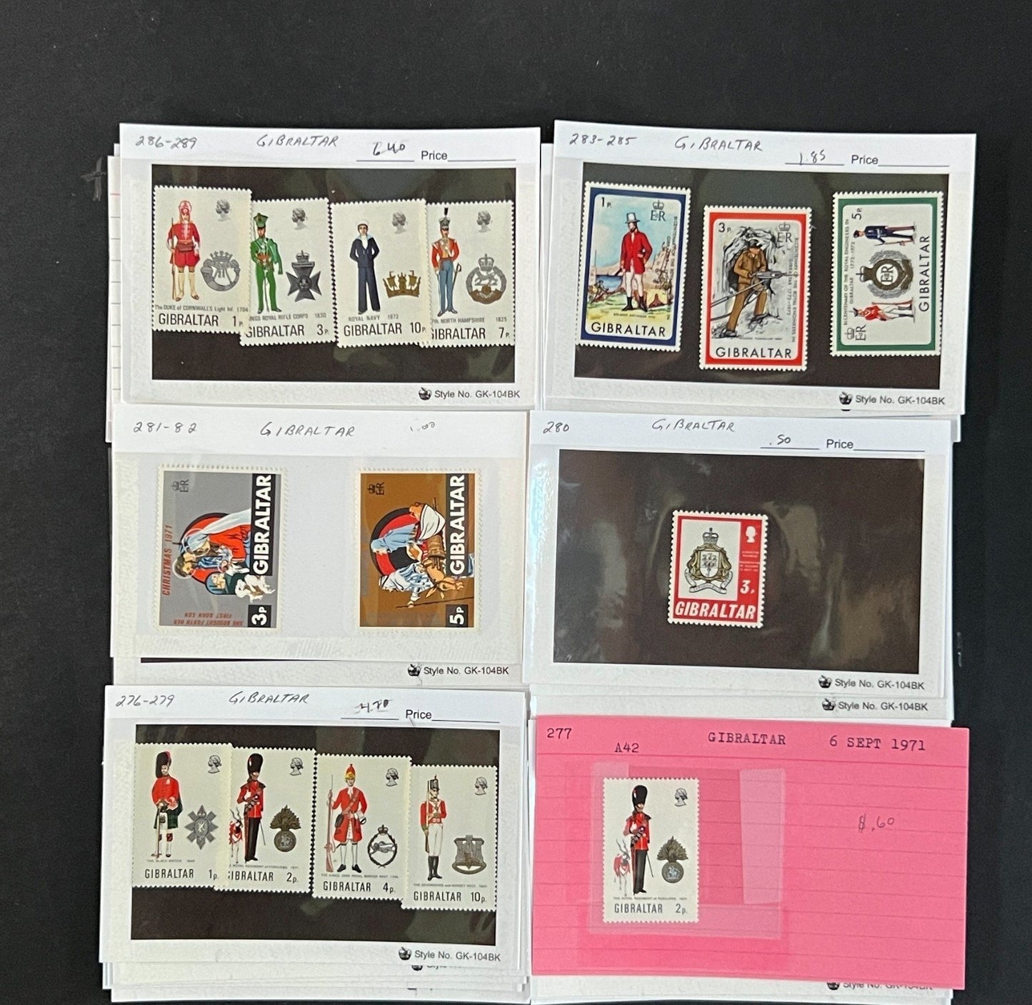 Gibraltar Stamp Collection on Dealer Cards $340 CV ZAYIX 0825CB414620