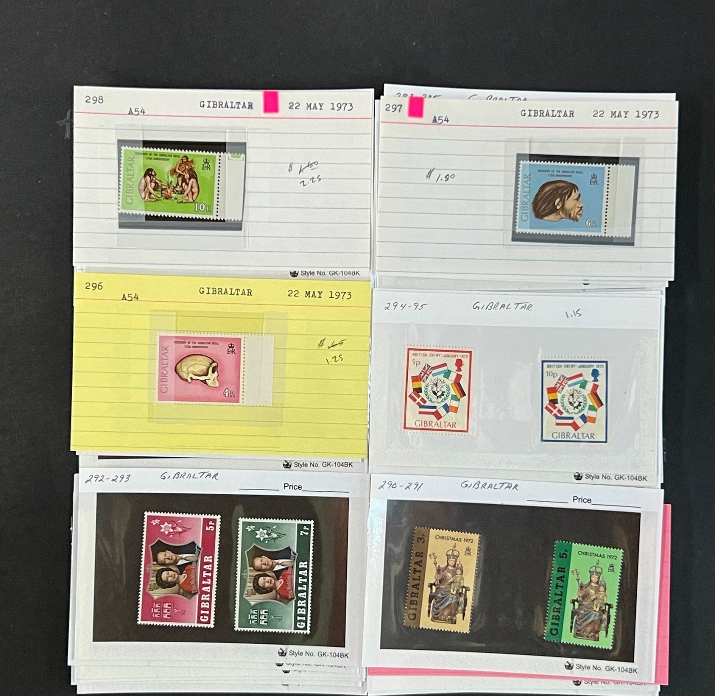 Gibraltar Stamp Collection on Dealer Cards $340 CV ZAYIX 0825CB414620