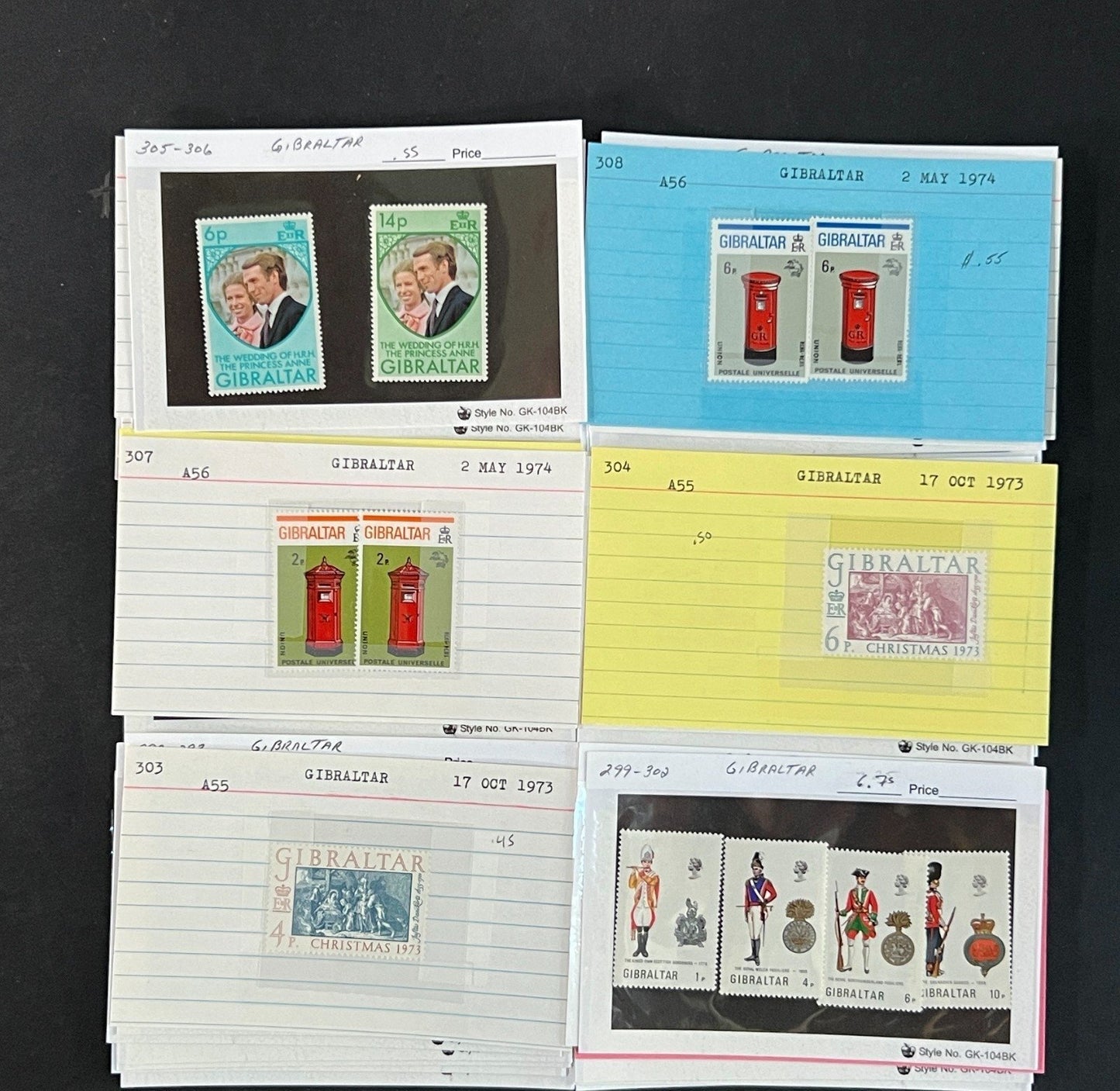 Gibraltar Stamp Collection on Dealer Cards $340 CV ZAYIX 0825CB414620