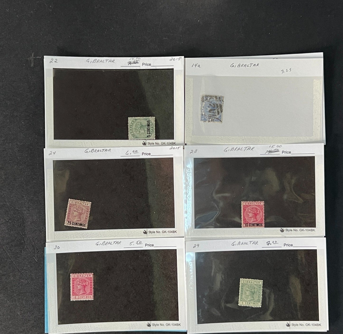 Gibraltar Stamp Collection on Dealer Cards $595 CV ZAYIX 0825CB414621