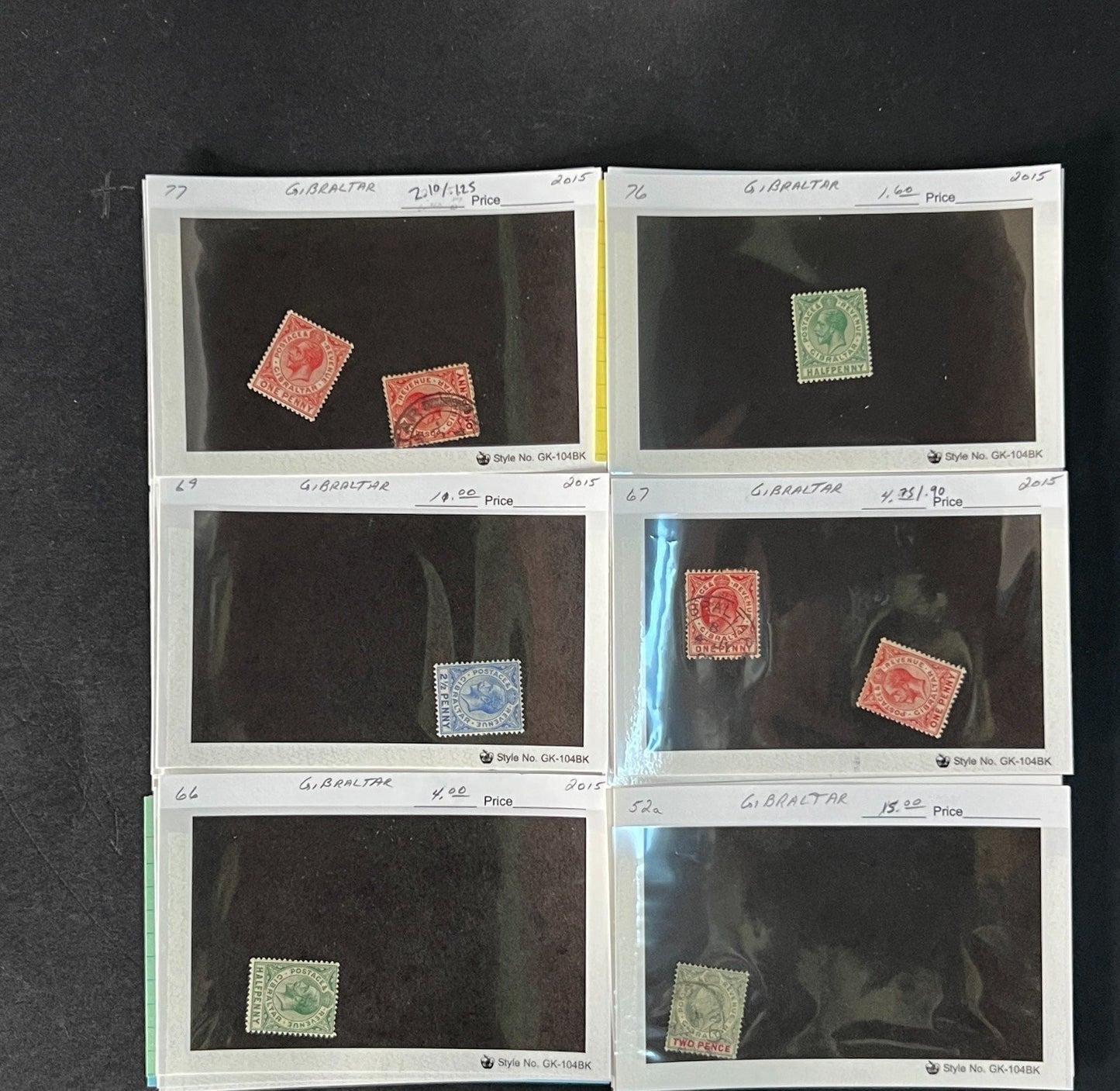Gibraltar Stamp Collection on Dealer Cards $595 CV ZAYIX 0825CB414621