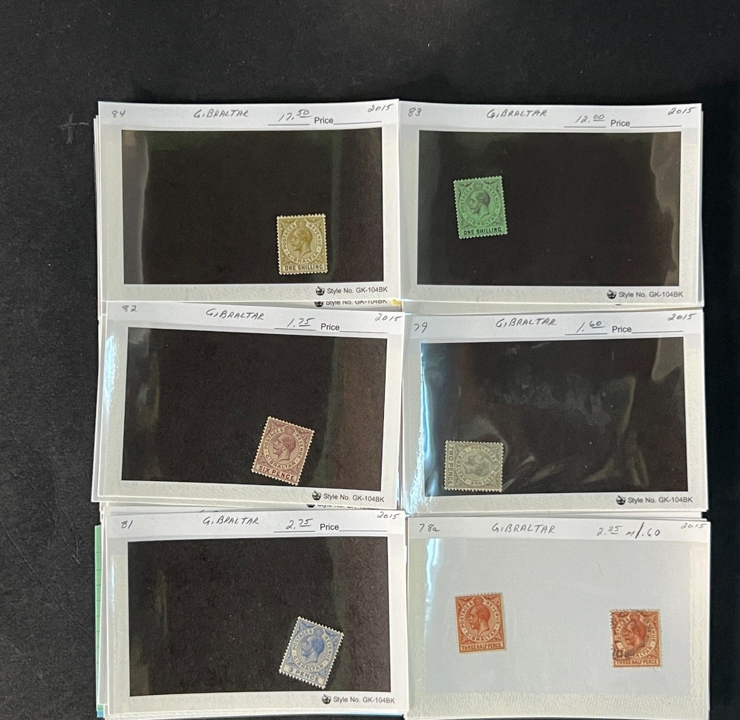 Gibraltar Stamp Collection on Dealer Cards $595 CV ZAYIX 0825CB414621