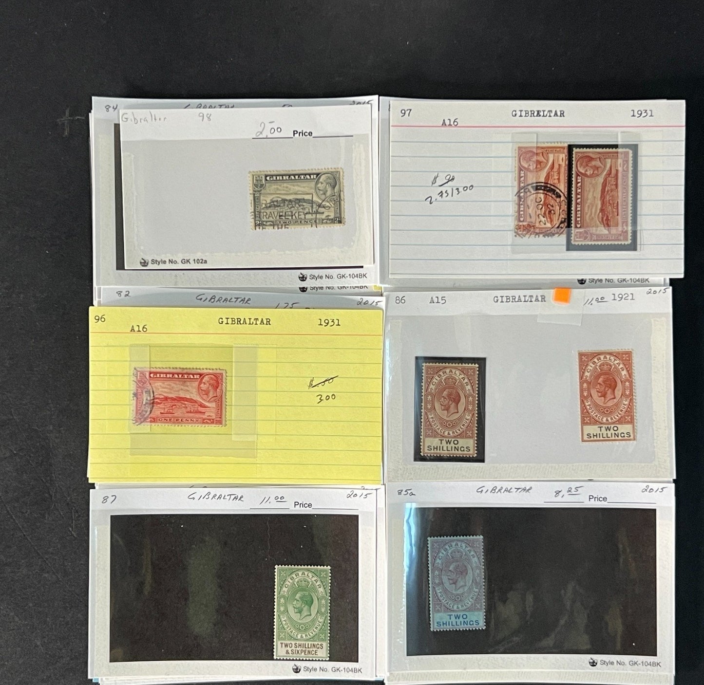 Gibraltar Stamp Collection on Dealer Cards $595 CV ZAYIX 0825CB414621