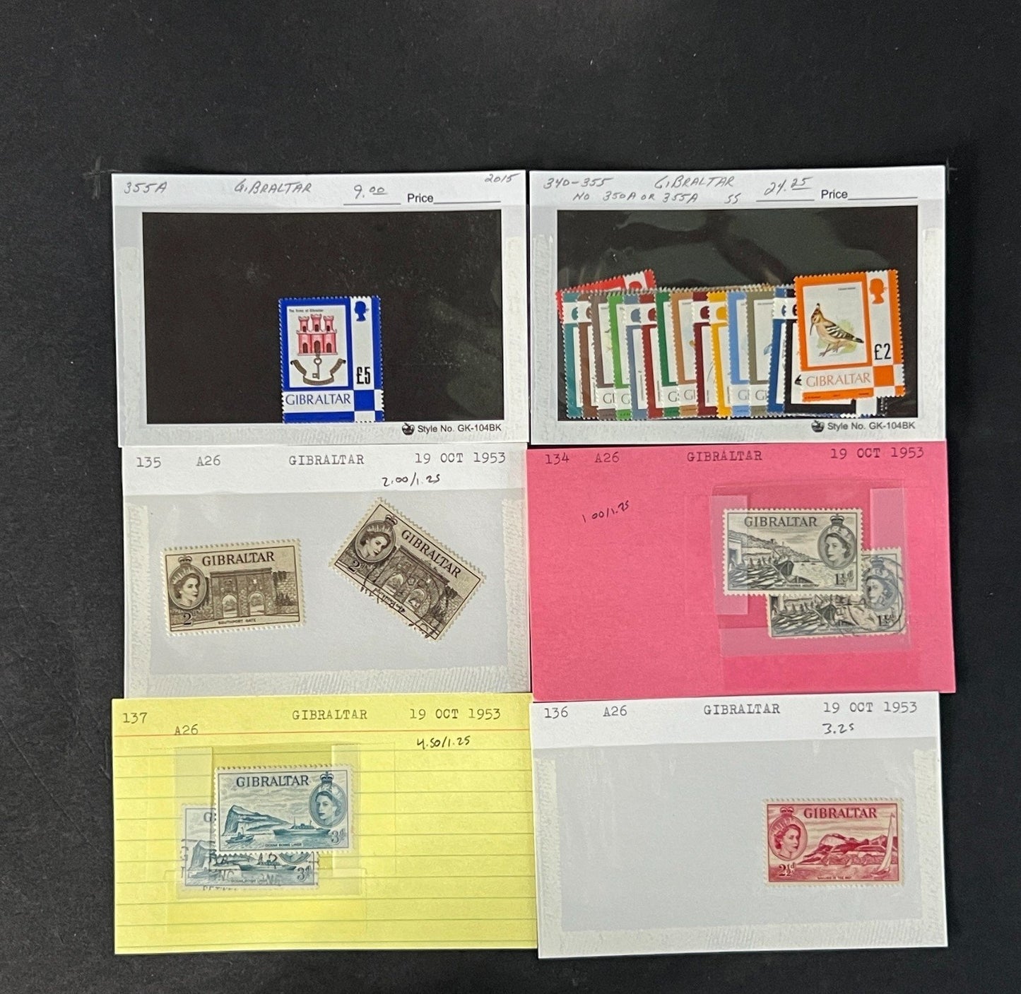 Gibraltar Stamp Collection on Dealer Cards $595 CV ZAYIX 0825CB414621