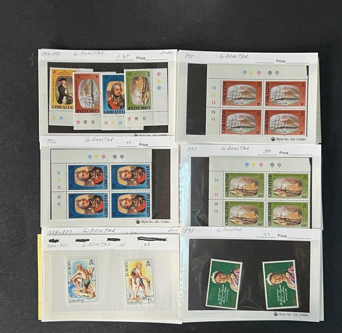 Gibraltar Stamp Collection on Dealer Cards $595 CV ZAYIX 0825CB414621