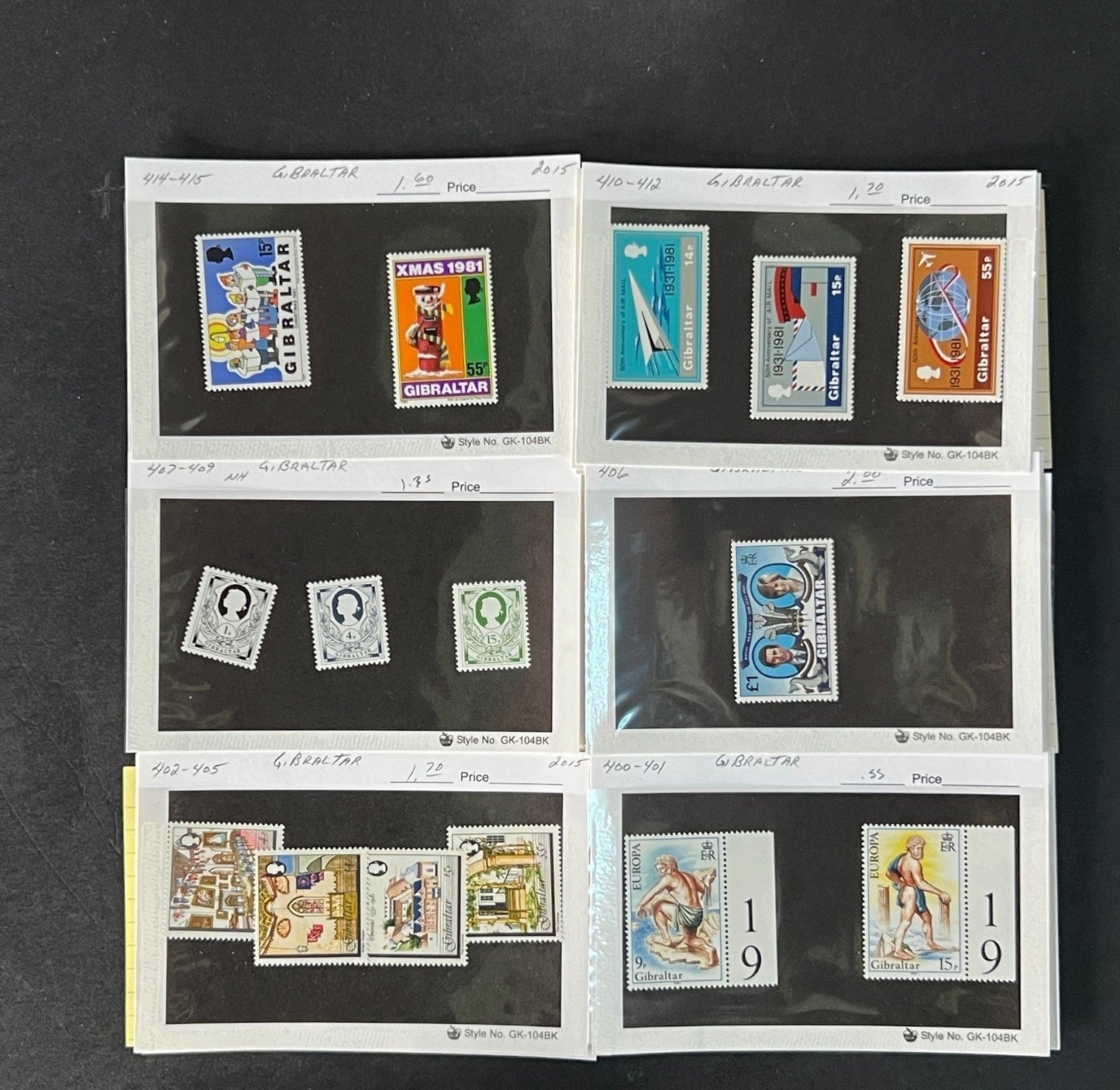 Gibraltar Stamp Collection on Dealer Cards $595 CV ZAYIX 0825CB414621