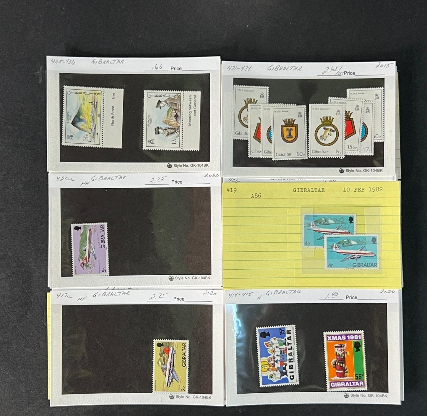 Gibraltar Stamp Collection on Dealer Cards $595 CV ZAYIX 0825CB414621