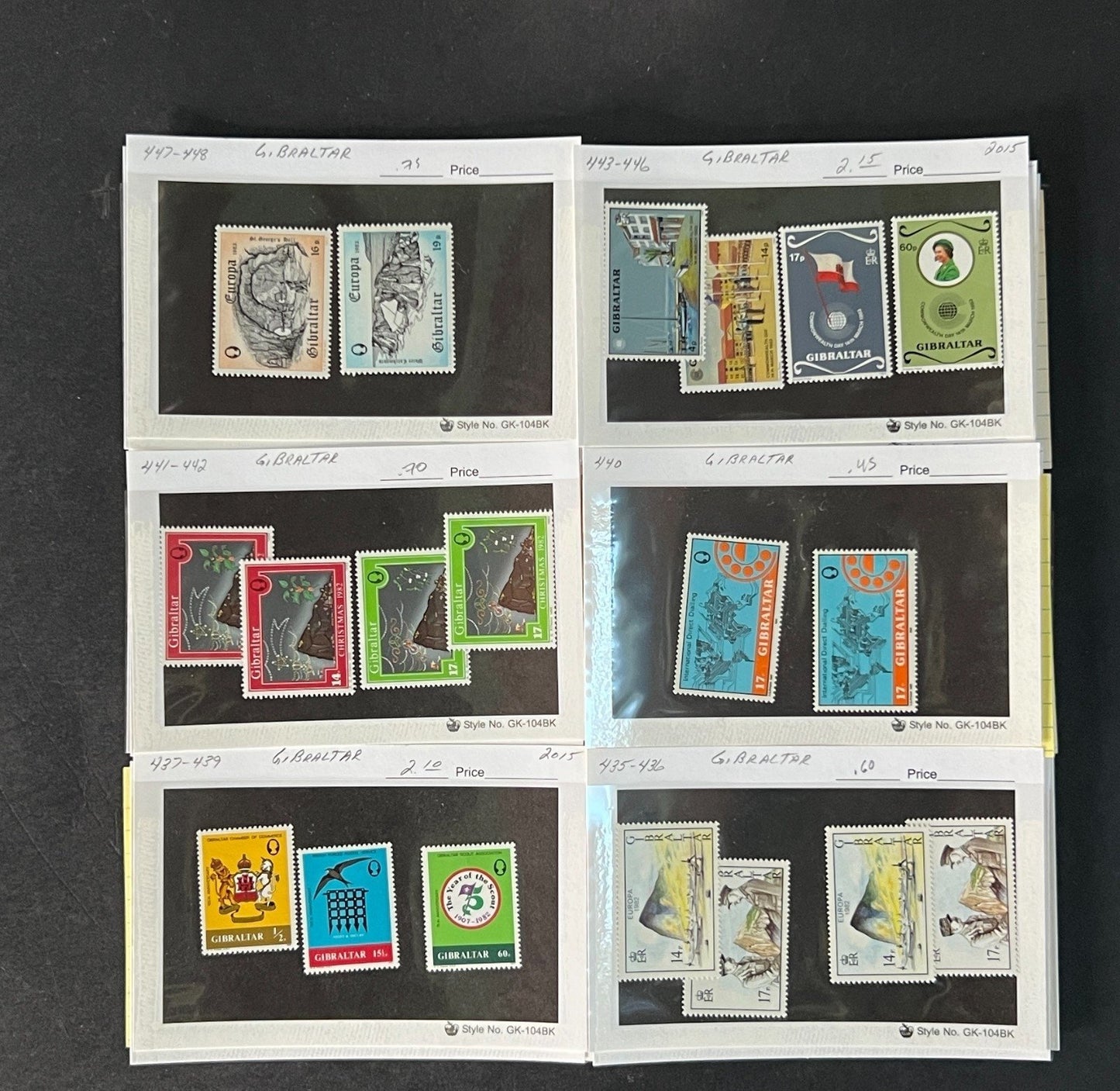Gibraltar Stamp Collection on Dealer Cards $595 CV ZAYIX 0825CB414621