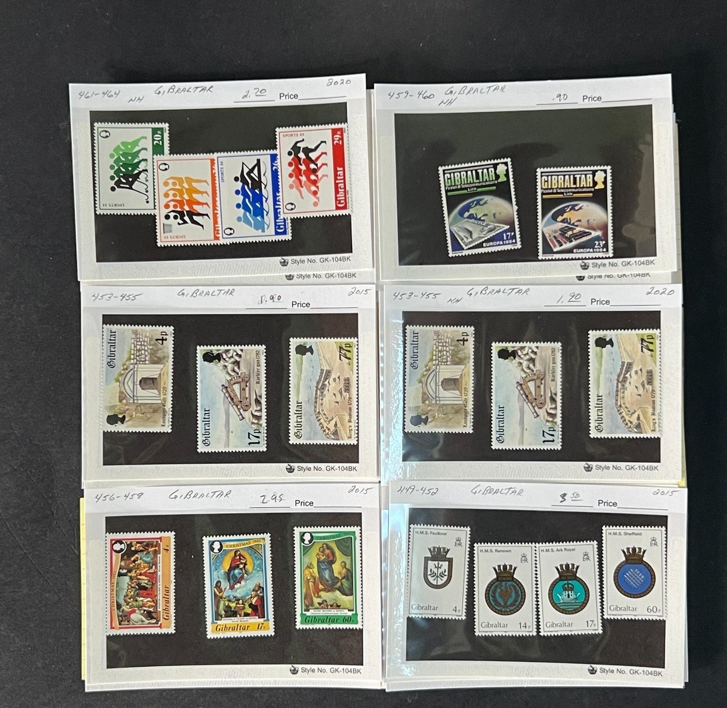 Gibraltar Stamp Collection on Dealer Cards $595 CV ZAYIX 0825CB414621