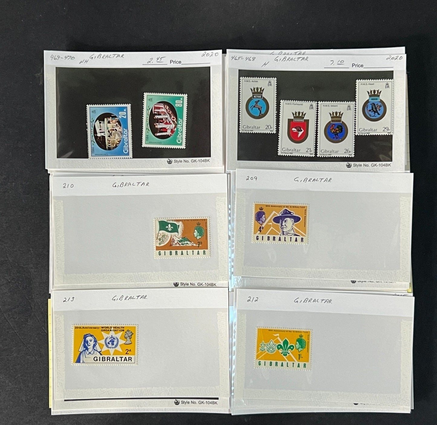 Gibraltar Stamp Collection on Dealer Cards $595 CV ZAYIX 0825CB414621