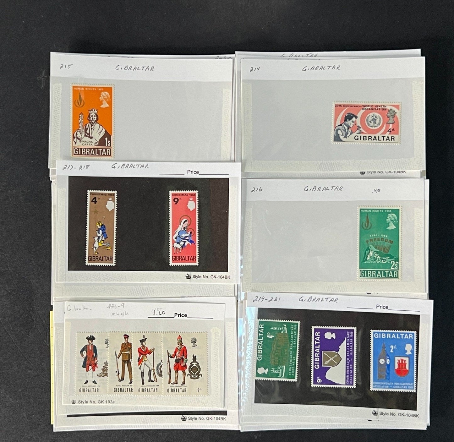 Gibraltar Stamp Collection on Dealer Cards $595 CV ZAYIX 0825CB414621