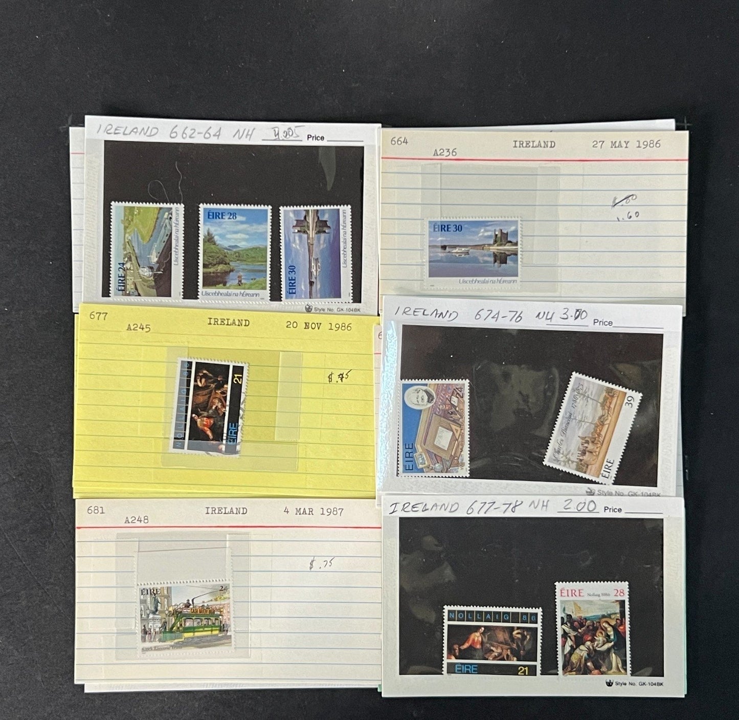 Ireland Stamp Collection on Dealer Cards $267 CV ZAYIX 0825CB414623
