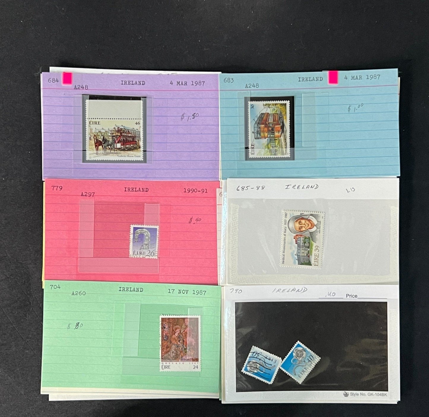 Ireland Stamp Collection on Dealer Cards $267 CV ZAYIX 0825CB414623