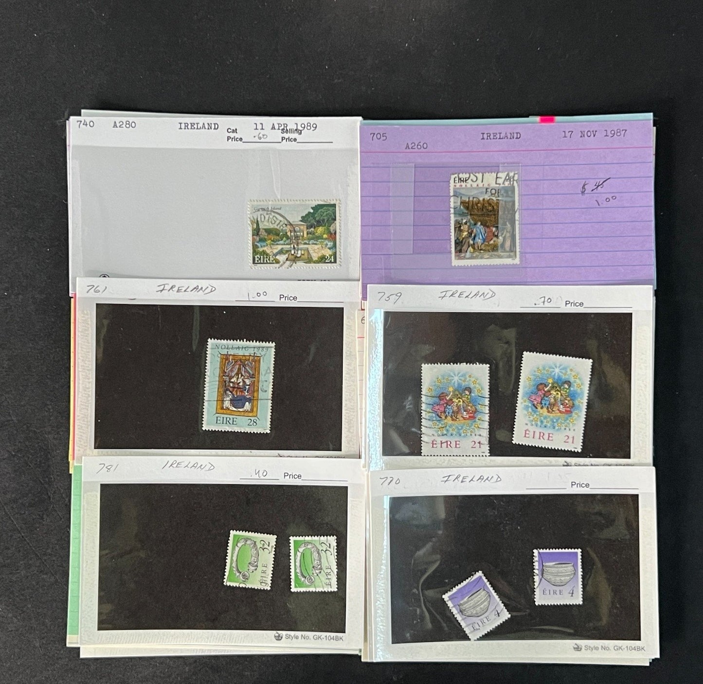 Ireland Stamp Collection on Dealer Cards $267 CV ZAYIX 0825CB414623