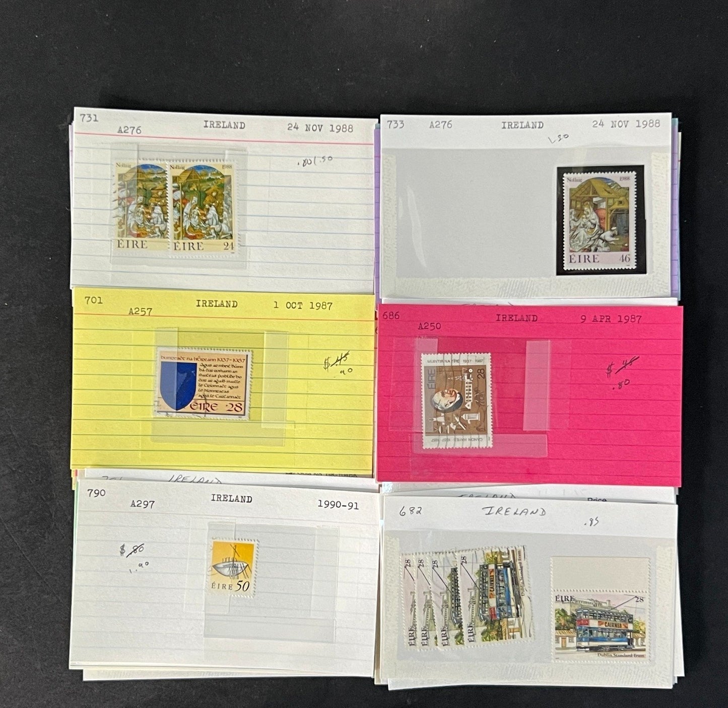 Ireland Stamp Collection on Dealer Cards $267 CV ZAYIX 0825CB414623