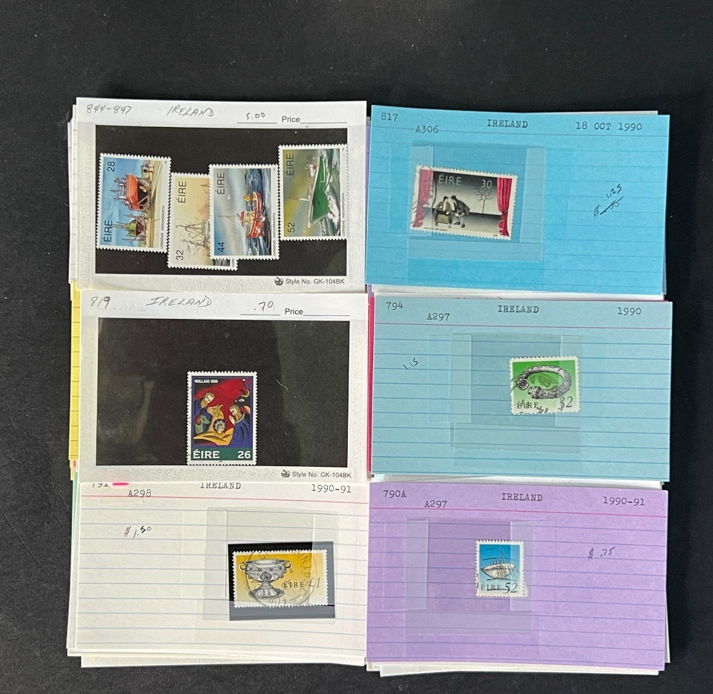 Ireland Stamp Collection on Dealer Cards $267 CV ZAYIX 0825CB414623