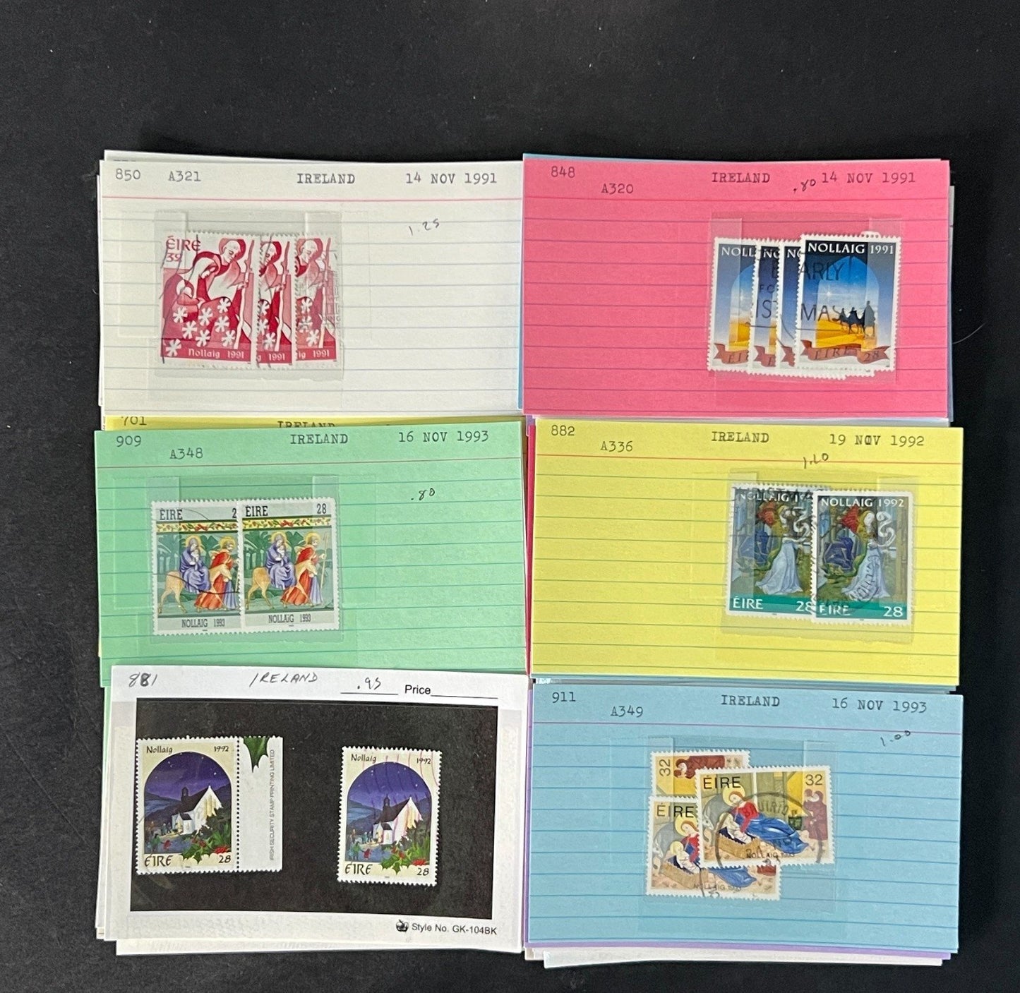Ireland Stamp Collection on Dealer Cards $267 CV ZAYIX 0825CB414623