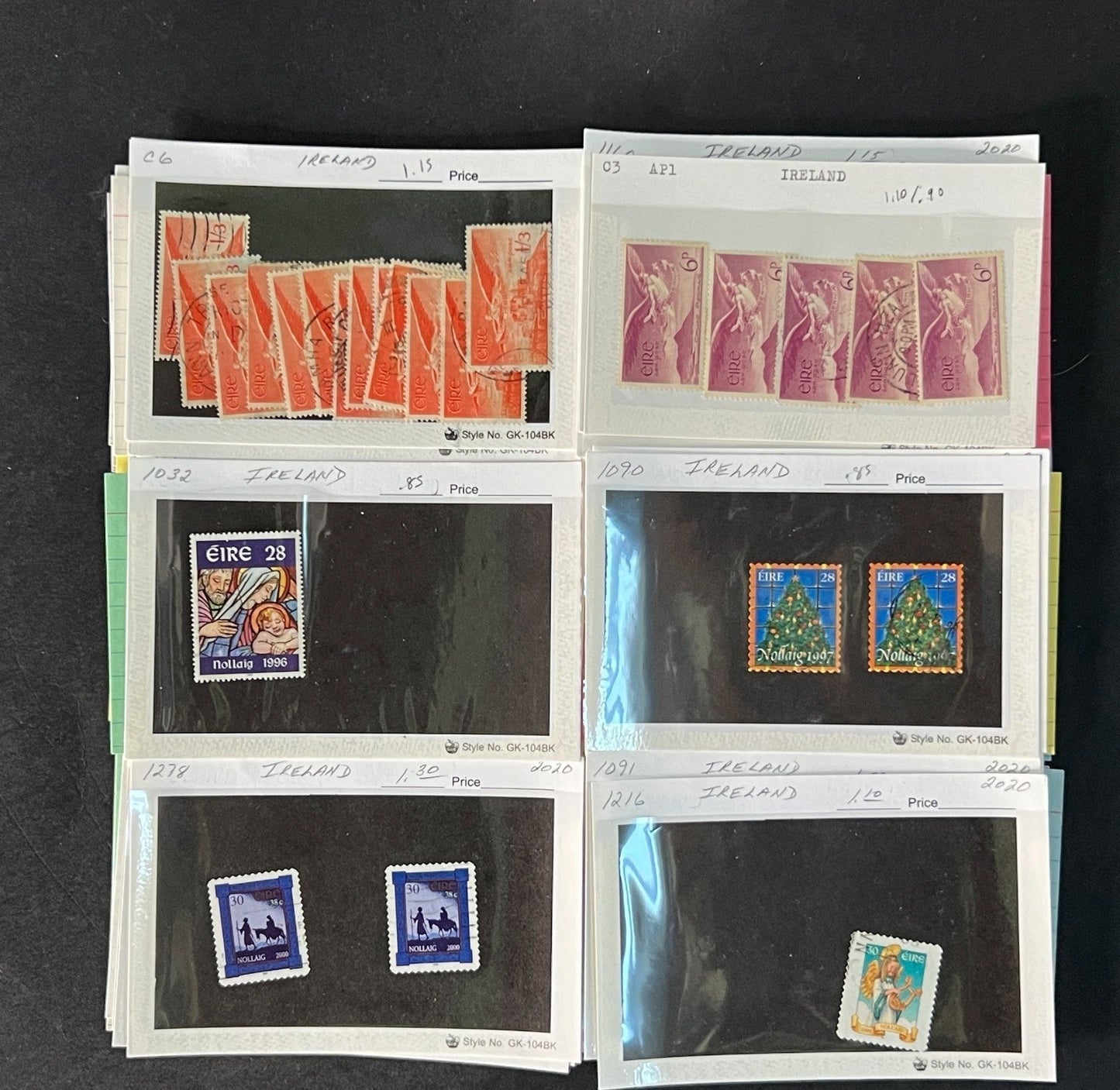 Ireland Stamp Collection on Dealer Cards $267 CV ZAYIX 0825CB414623