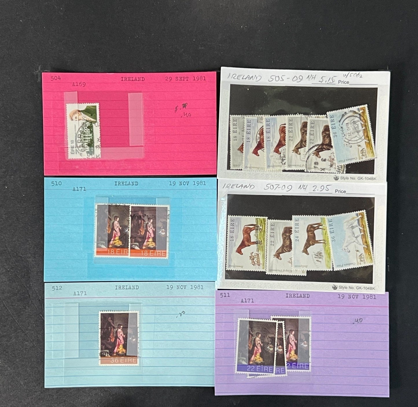 Ireland Stamp Collection on Dealer Cards $267 CV ZAYIX 0825CB414623