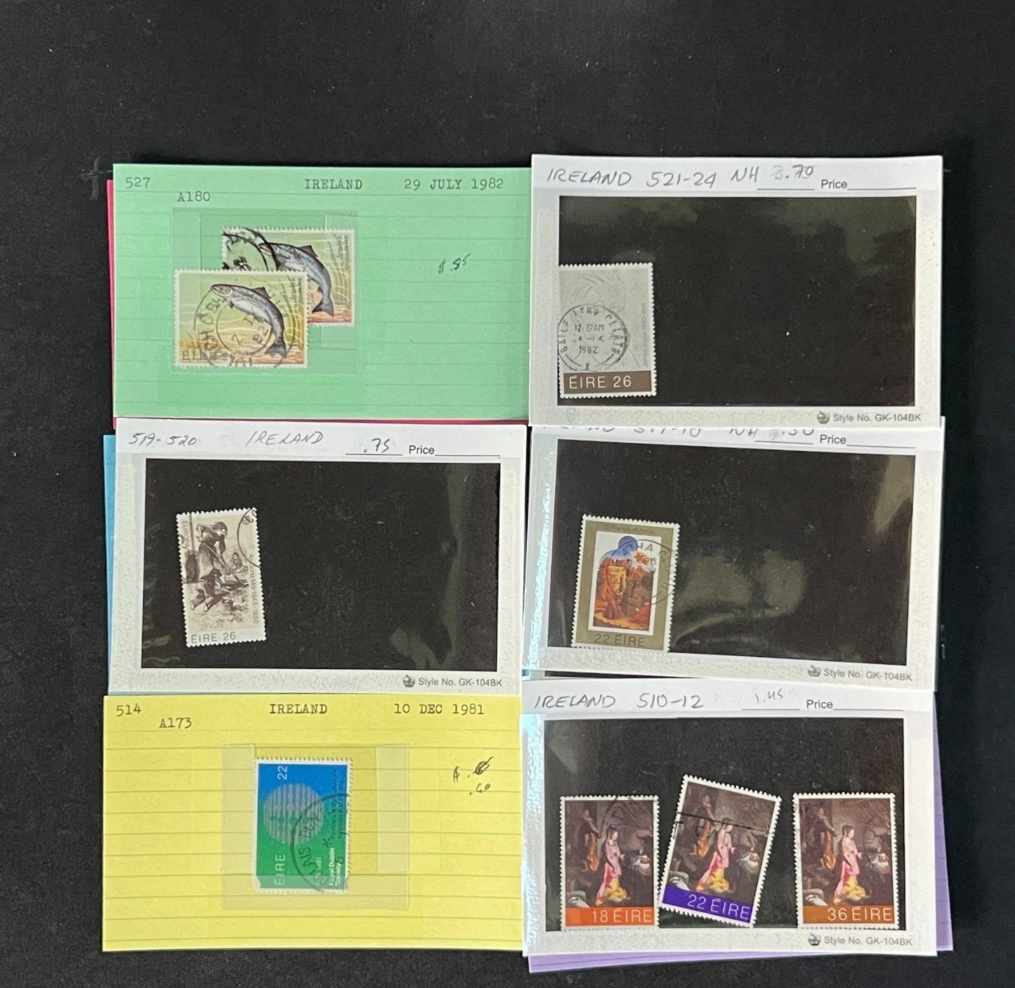 Ireland Stamp Collection on Dealer Cards $267 CV ZAYIX 0825CB414623