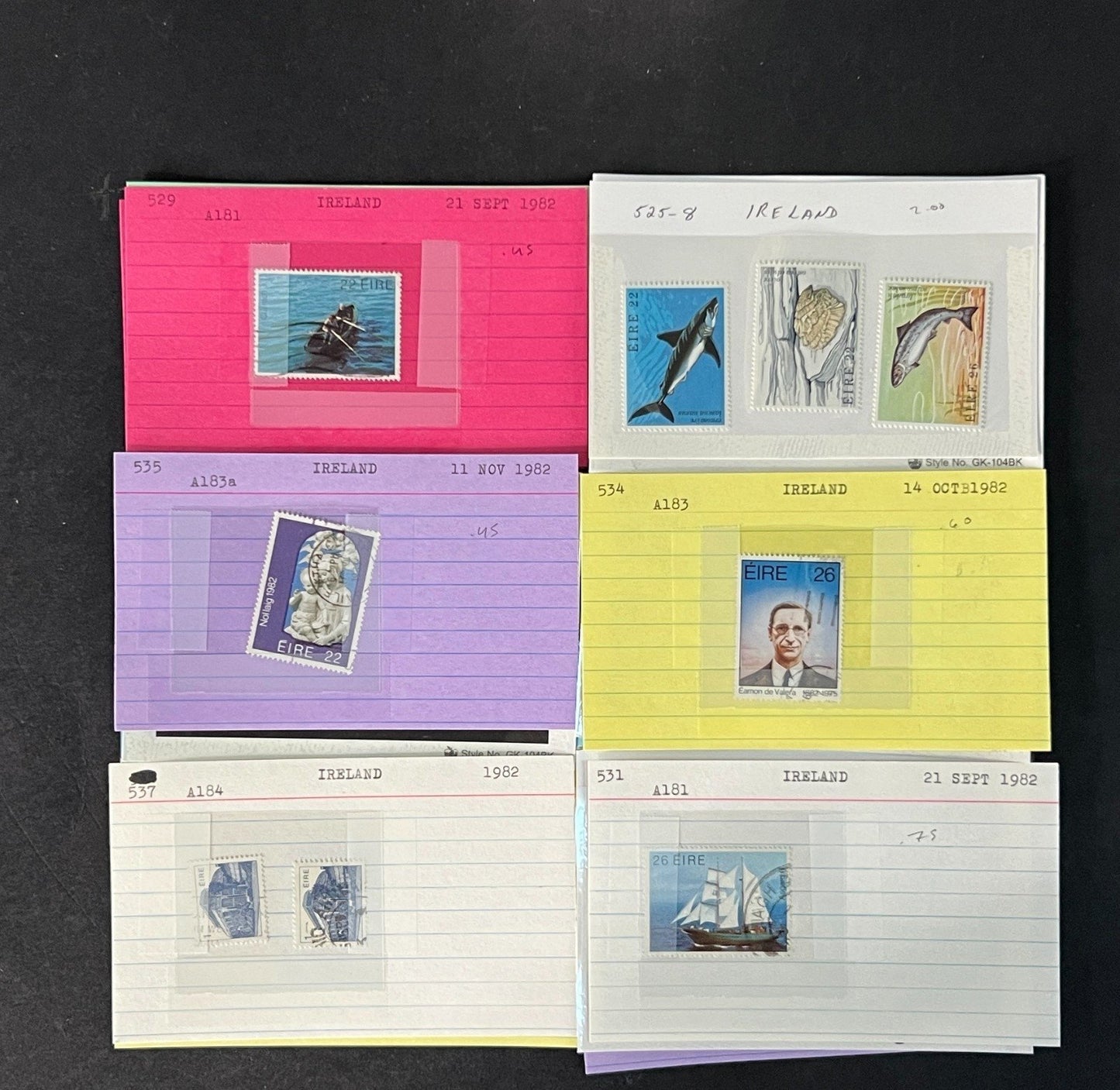 Ireland Stamp Collection on Dealer Cards $267 CV ZAYIX 0825CB414623