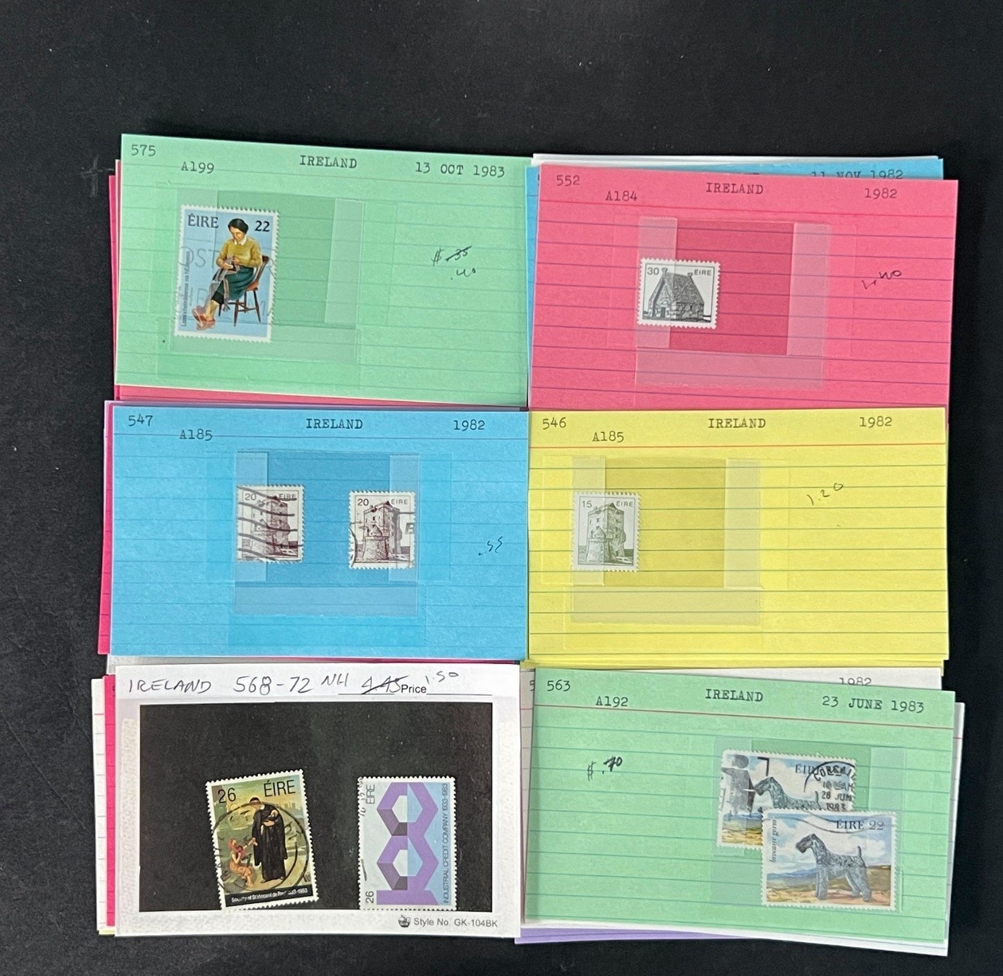 Ireland Stamp Collection on Dealer Cards $267 CV ZAYIX 0825CB414623