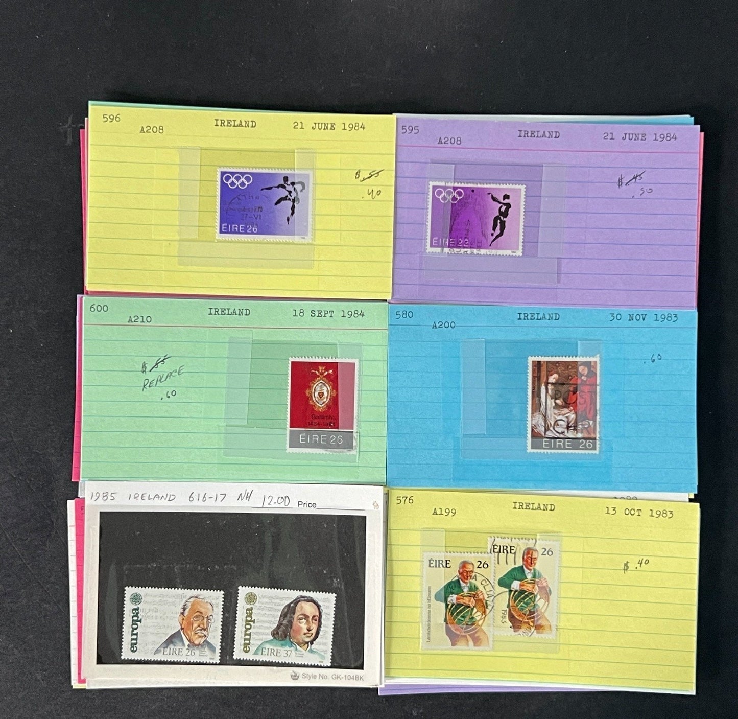 Ireland Stamp Collection on Dealer Cards $267 CV ZAYIX 0825CB414623