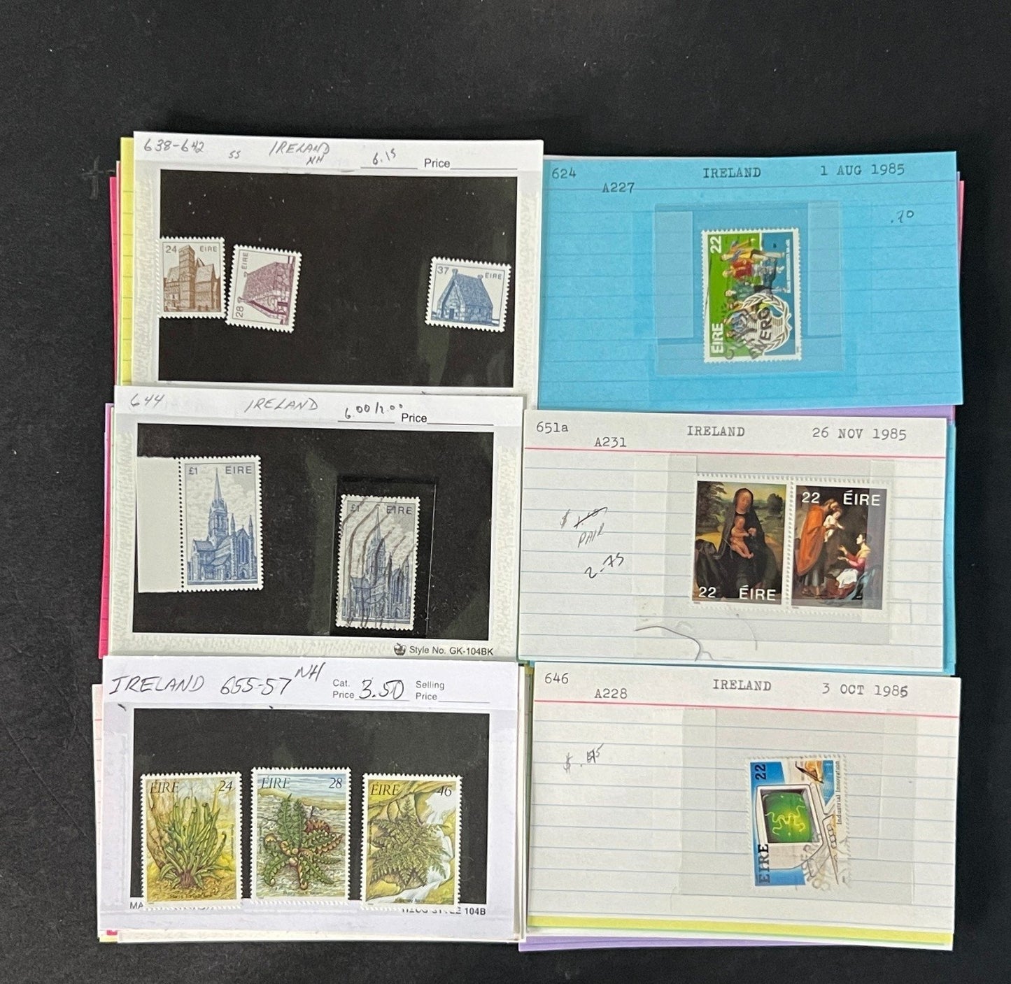 Ireland Stamp Collection on Dealer Cards $267 CV ZAYIX 0825CB414623