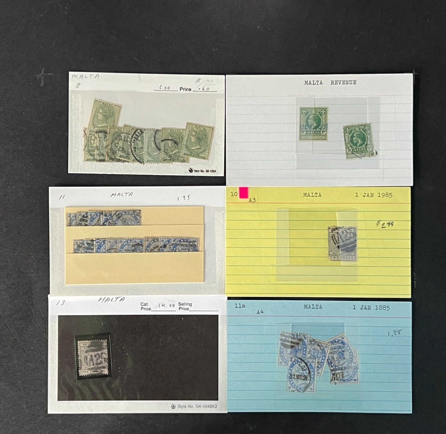 Malta Stamp Collection on Dealer Cards $265 CV ZAYIX 0825CB414622