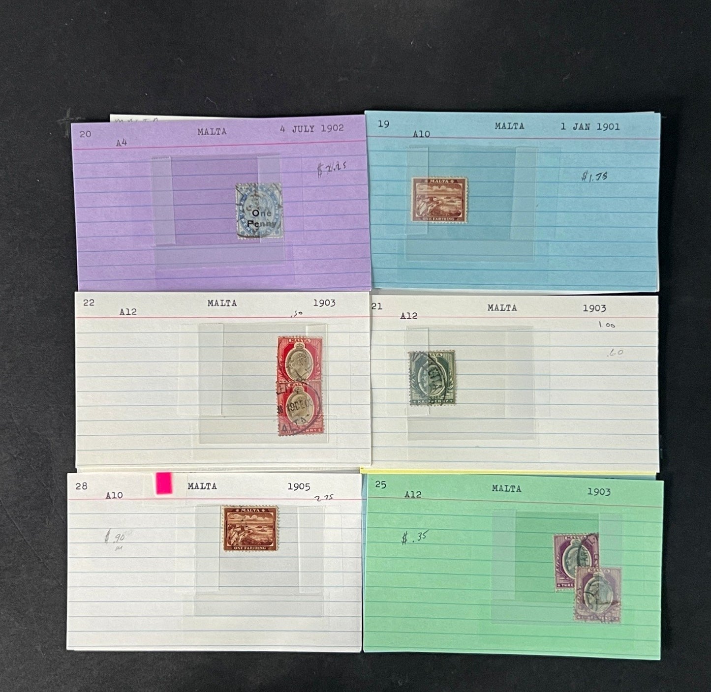 Malta Stamp Collection on Dealer Cards $265 CV ZAYIX 0825CB414622