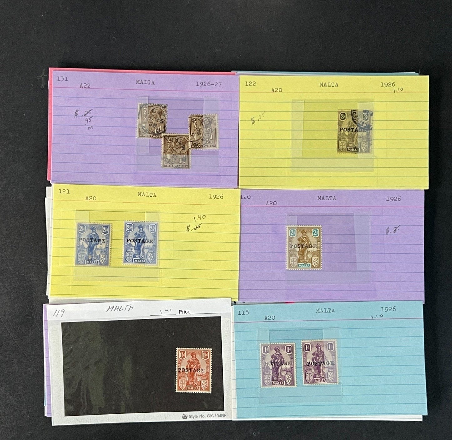 Malta Stamp Collection on Dealer Cards $265 CV ZAYIX 0825CB414622