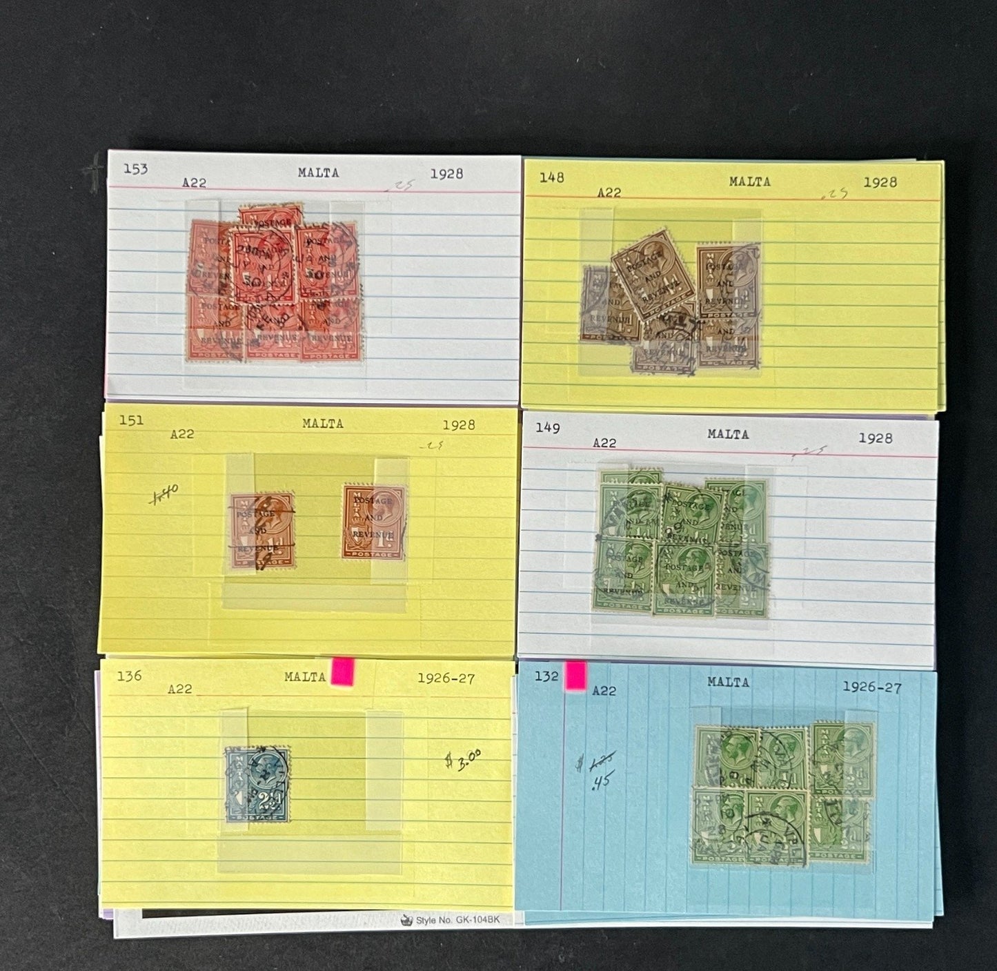 Malta Stamp Collection on Dealer Cards $265 CV ZAYIX 0825CB414622
